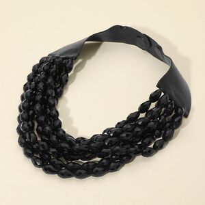 Black Magnetic Teardrop Multi Layered Chain Faceted Acrylic Beaded Necklace